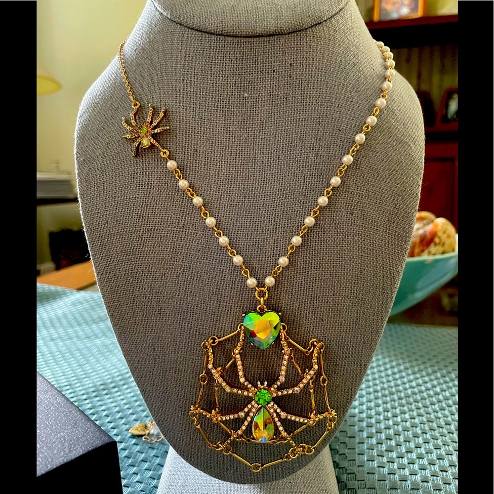 NWOT Authentic Betsey Johnson Spiderweb Pendant